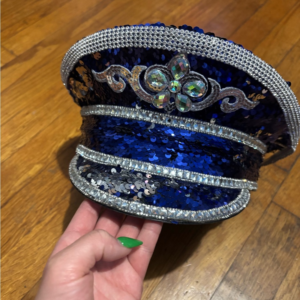Dolls Kill Navy Sequin Captain Hat